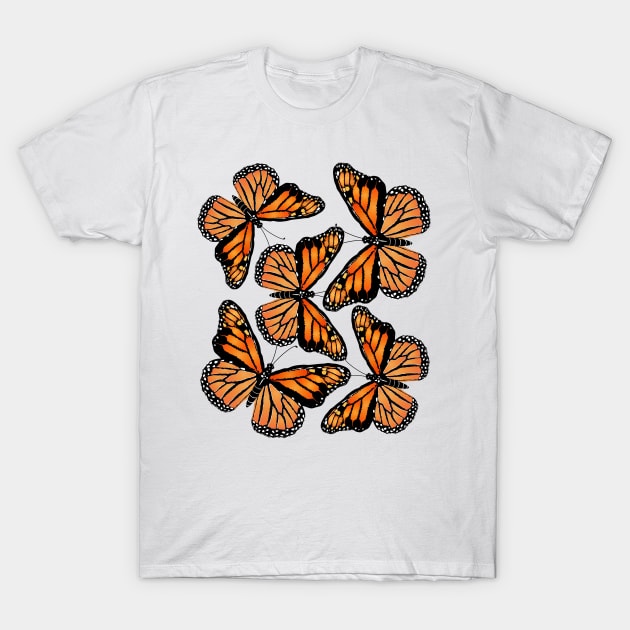 Flock of Monarch butterflies T-Shirt by Slownessi